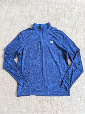 Good Good Golf Quarter Zip Golf Pullover Men M Navy Floral Performance Shirt